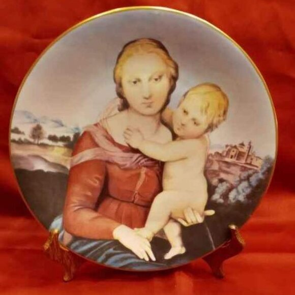 VTG HAVILA D LIMOGES COWPER "MADONNA & CHILD" DISPLAY PLATE BY RAFFAEL 1974 - Picture 1 of 3